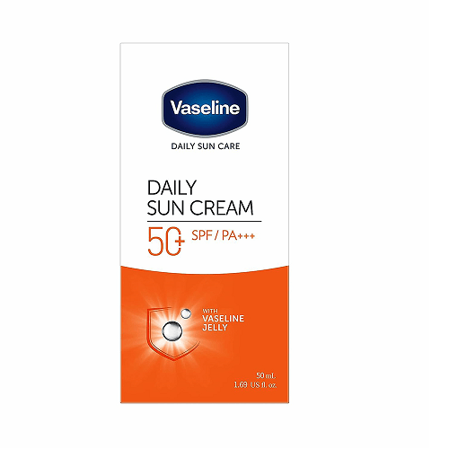 کرم ضدآفتاب بیرنگ وازلین، با +SPF50، مدل دیلی سان حجم 50 میلیلیتر
