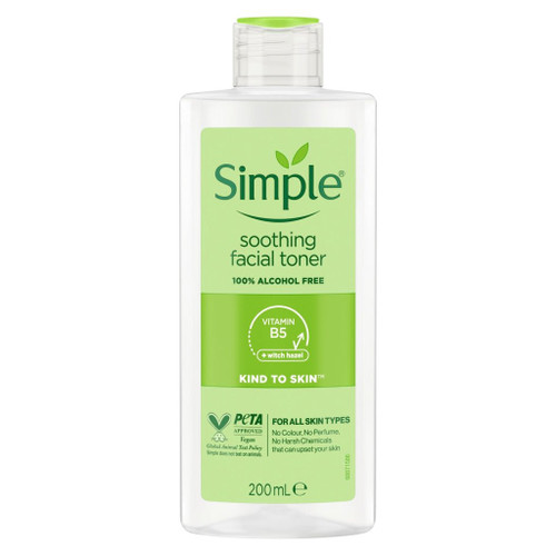 تونر تسکین دهنده و پاک کننده صورت سیمپل مدل SOOTHING مناسب پوست حساس حجم 200 میل