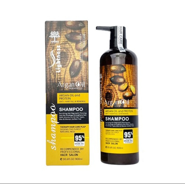 شامپو بدون سولفات لایتنس Lightness حاوی عصاره روغن آرگان  argan oil حجم ۹۰۰ میل