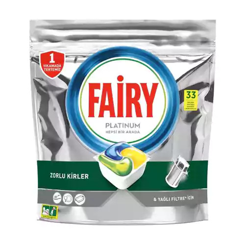 قرص ماشین ظرفشویی فیری Fairy مدل پلاتینیوم Platinum بسته 33 عددی